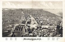 Milwaukee 1879 Bird's Eye View 17x25, Milwaukee 1879 Bird's Eye View
